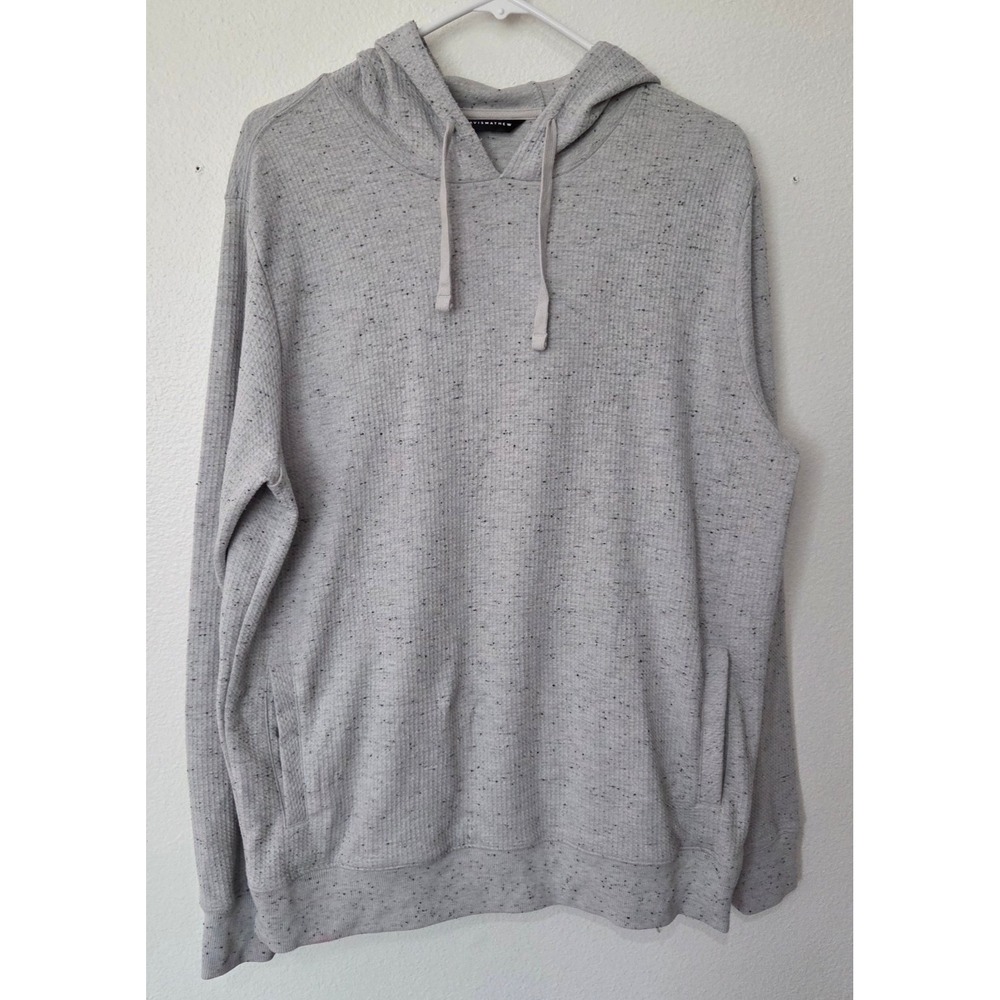 Travis Mathew Cloud Waffle Knit Hoodie Light Grey Speckled Pullover Mens Large